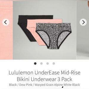 Lululemon UnderEase Mid-Rise Bikini Underwear 3 Pack BNWT